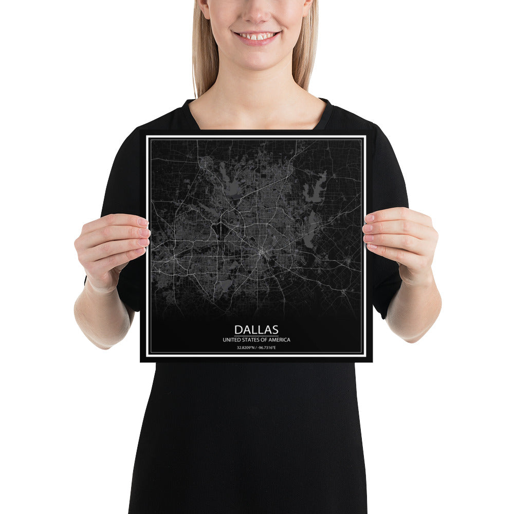 Dallas Black Paper Map