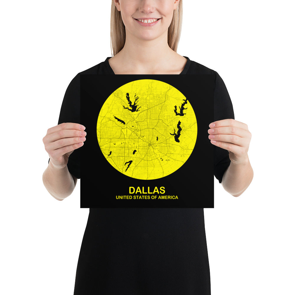 Dallas Circular Yellow Paper Map