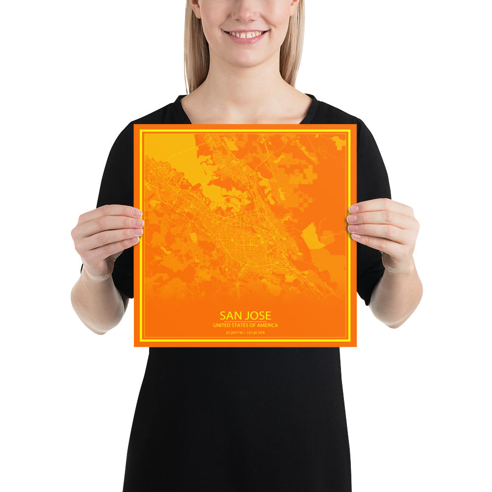 San Jose Orange and Yellow Paper Map