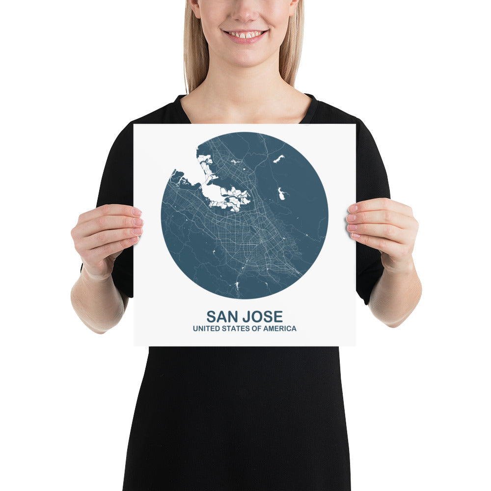 San Jose Circular Blue Paper Map