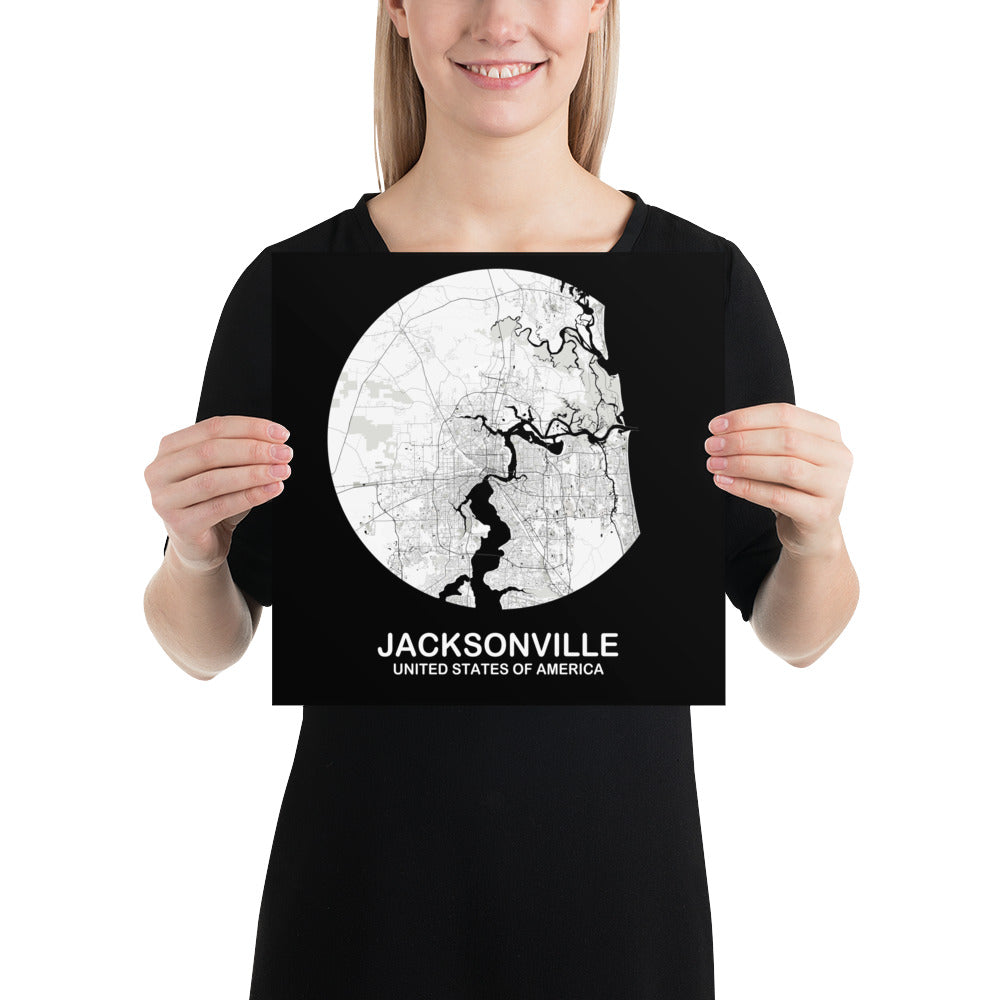 Jacksonville Circular White Paper Map