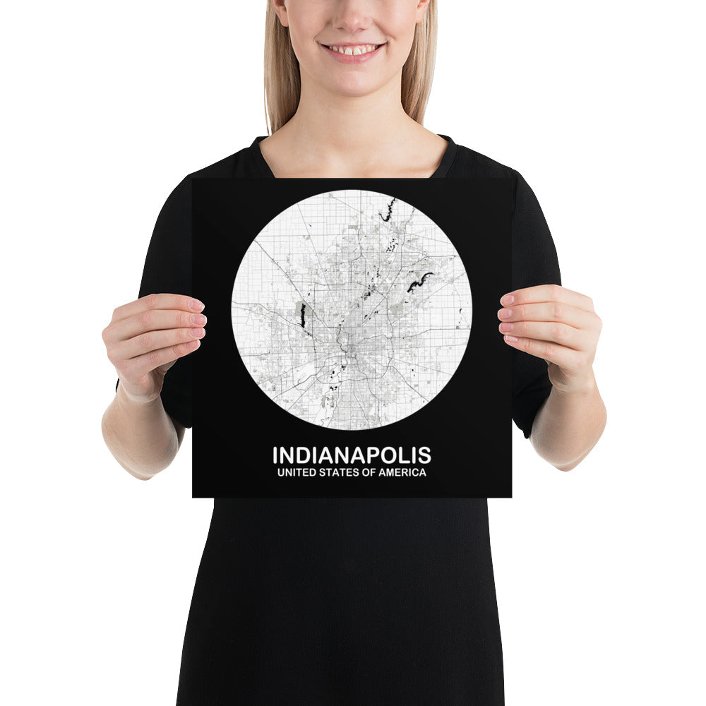 Indianapolis Circular White Paper Map