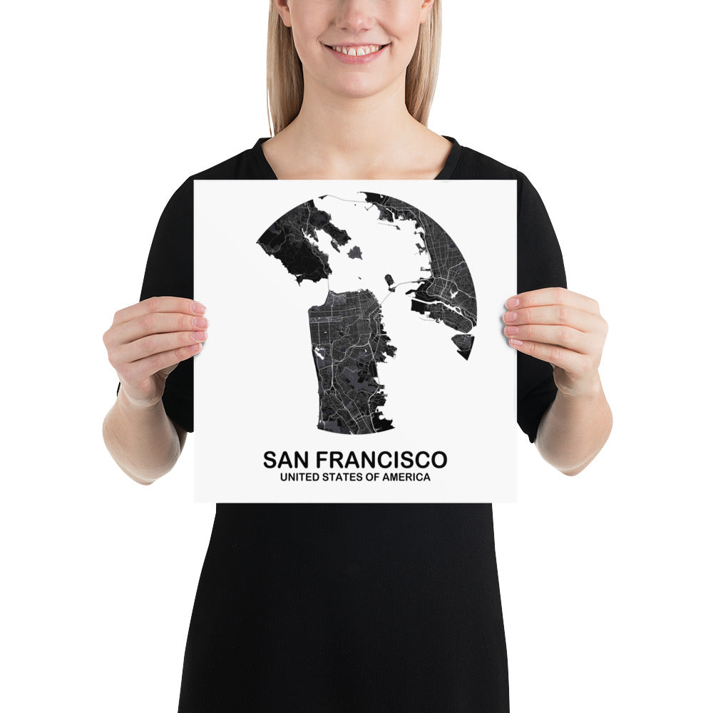 San Francisco Circular Black Paper Map