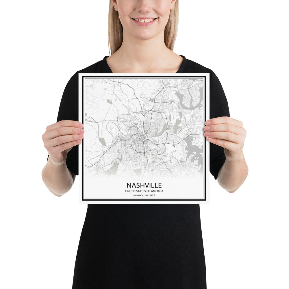 Nashville White Paper Map