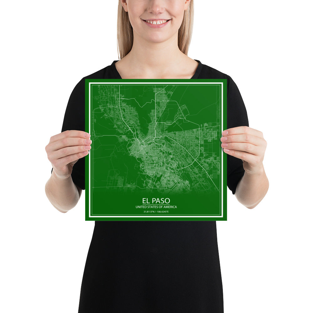 El Paso Green and White Paper Map