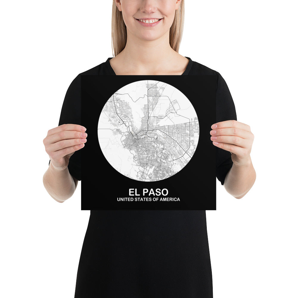 El Paso Circular White Paper Map