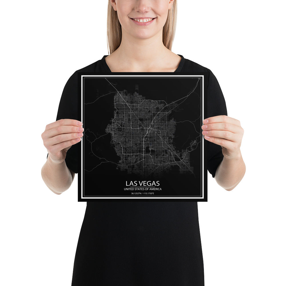 Las Vegas Black Paper Map