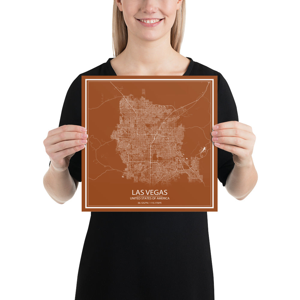 Las Vegas Brown and White Paper Map