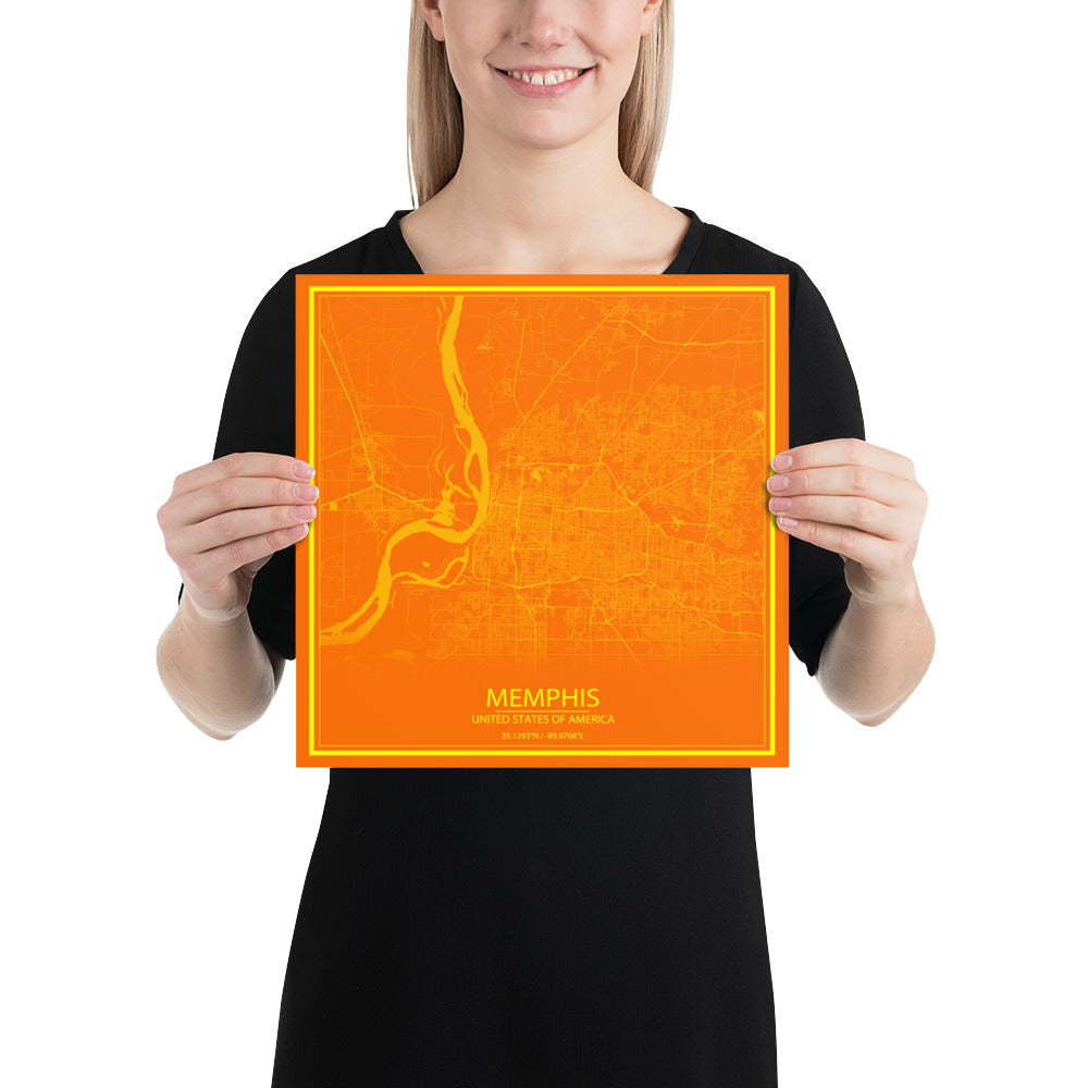 Memphis Orange and Yellow Paper Map