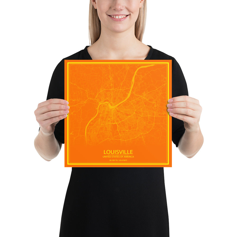 Louisville Orange and Yellow Paper Map