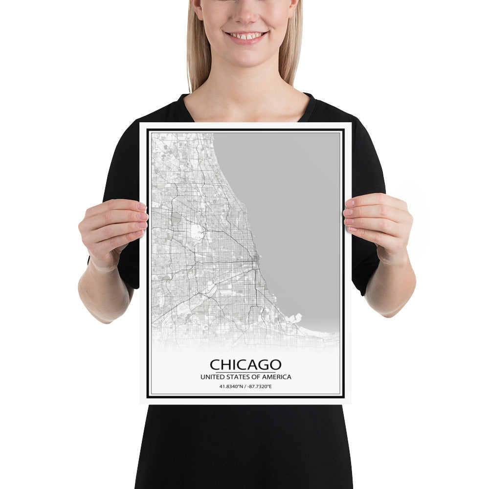 Chicago White Paper Map