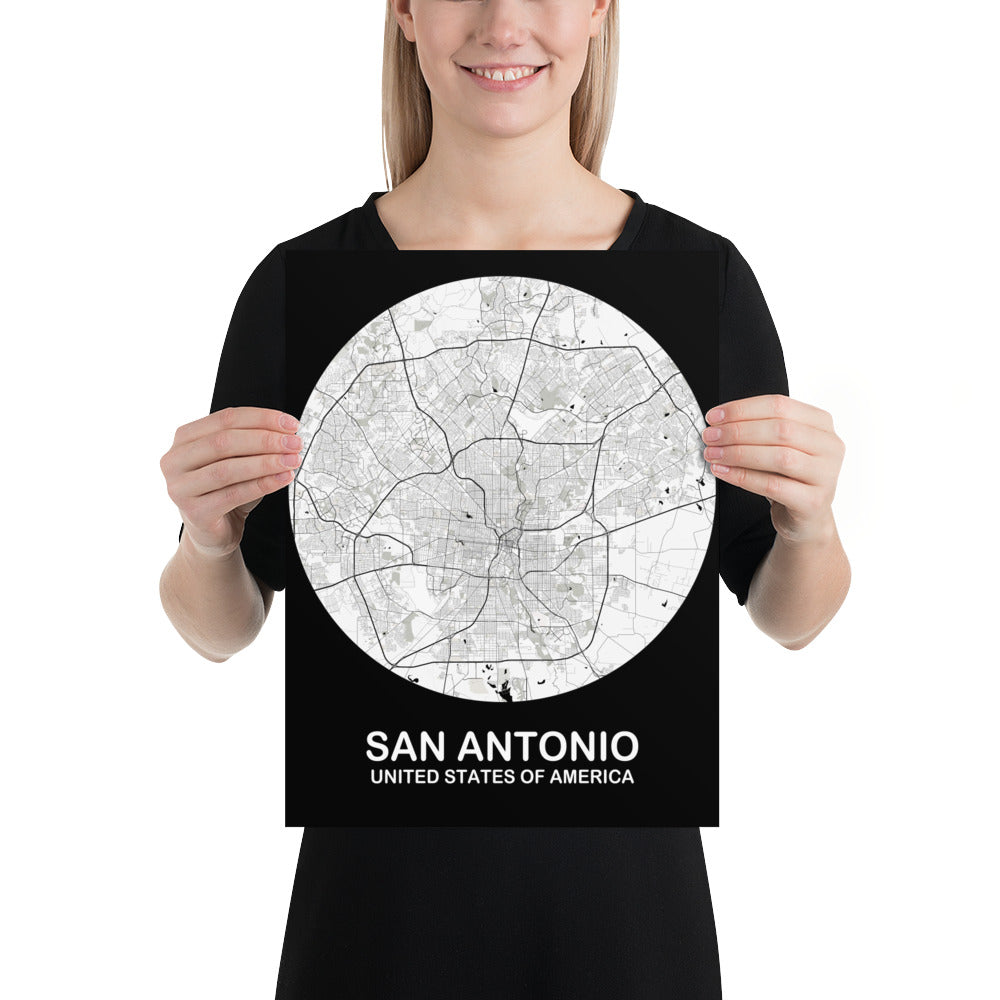 San Antonio Circular White Paper Map