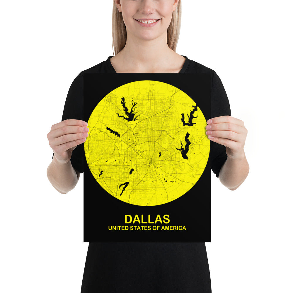 Dallas Circular Yellow Paper Map