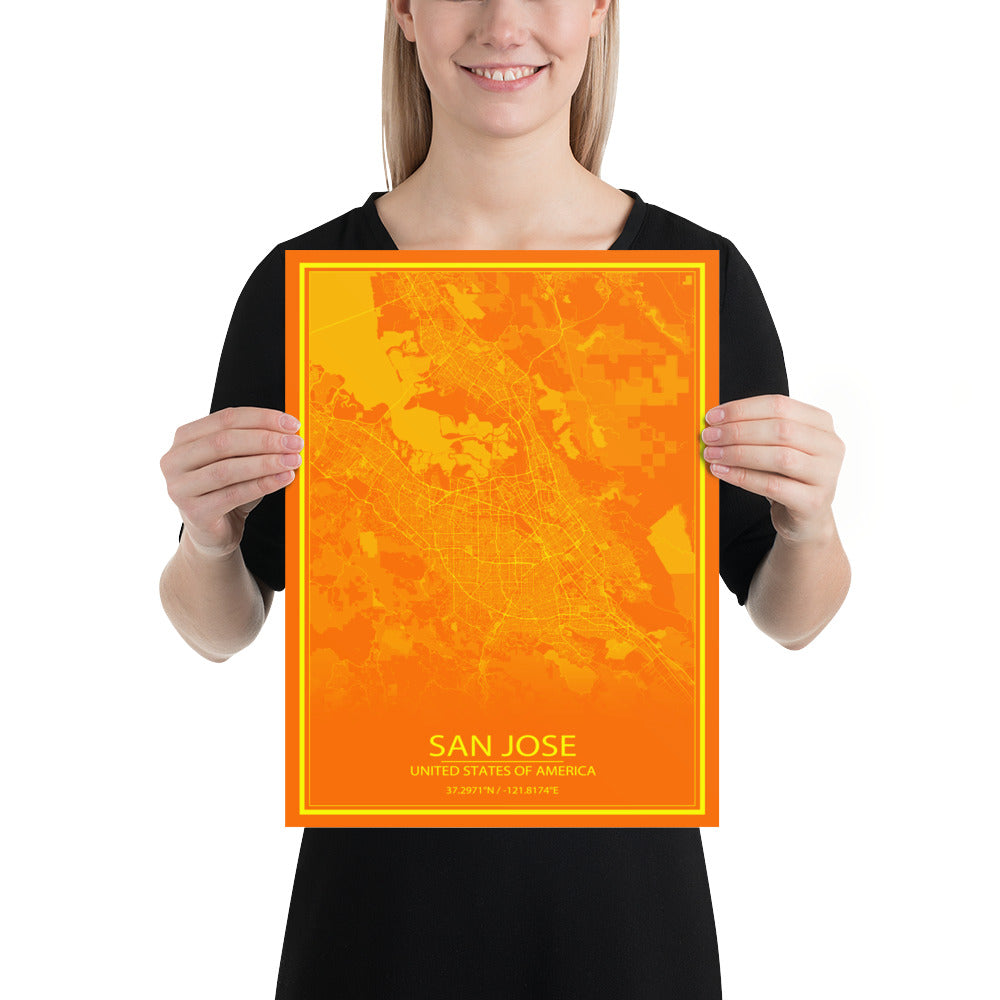 San Jose Orange and Yellow Paper Map