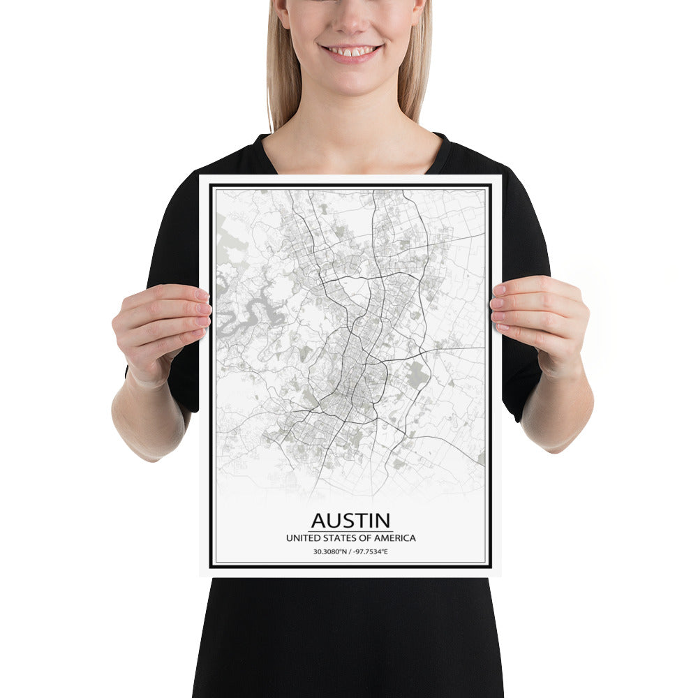 Austin White Paper Map