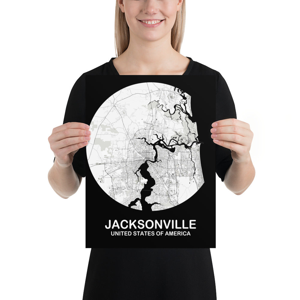 Jacksonville Circular White Paper Map