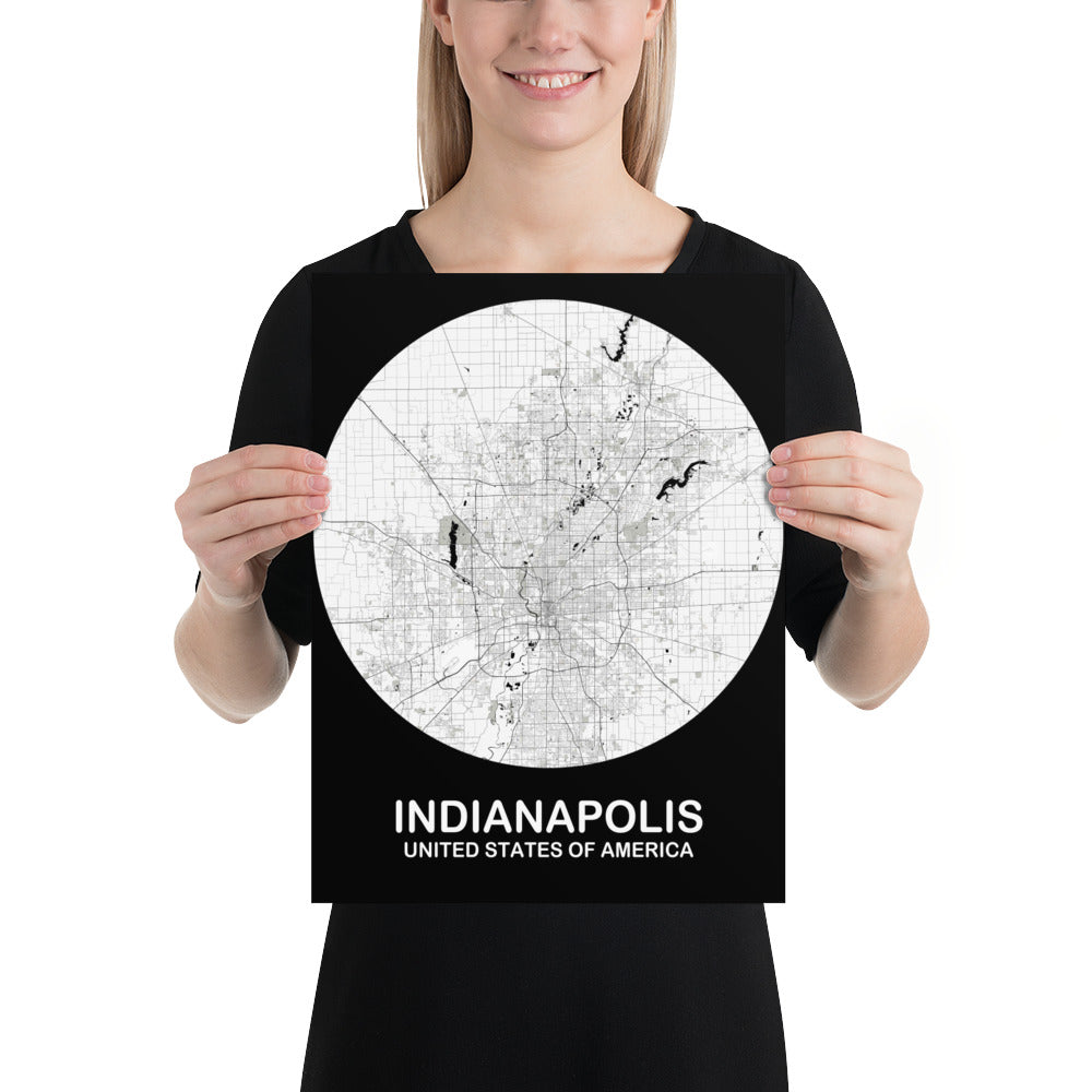 Indianapolis Circular White Paper Map