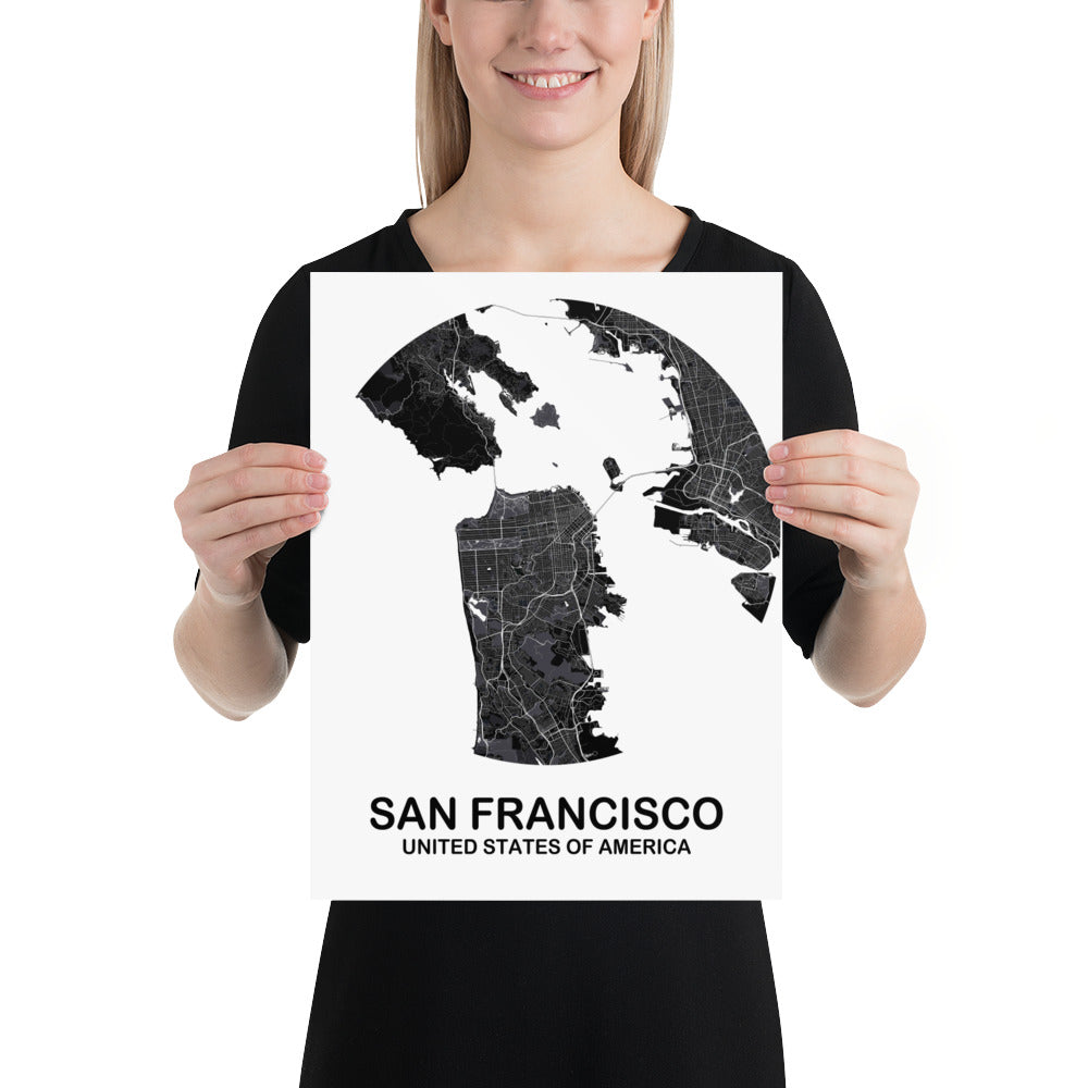 San Francisco Circular Black Paper Map