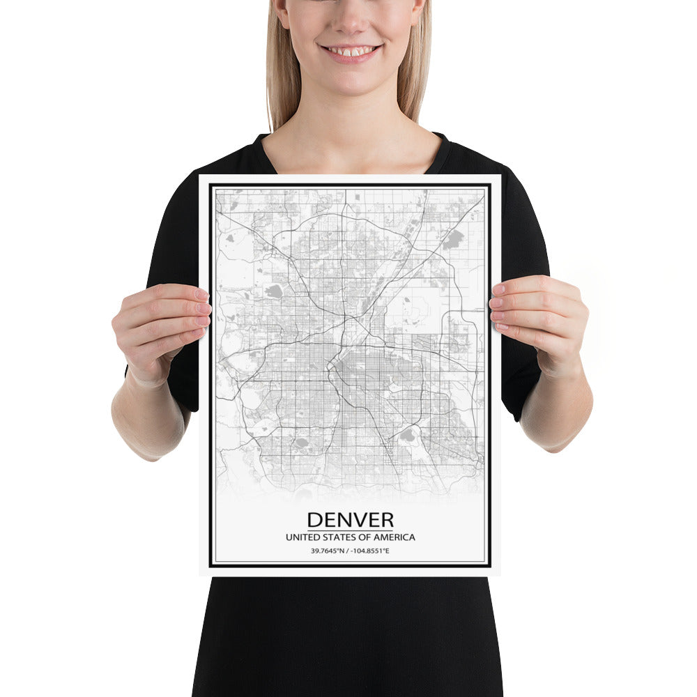 Denver White Paper Map