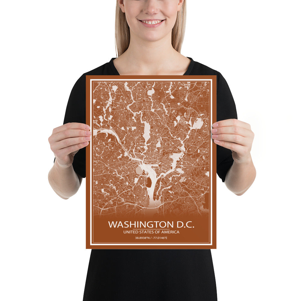 Washington, D.C. Brown and White Paper Map