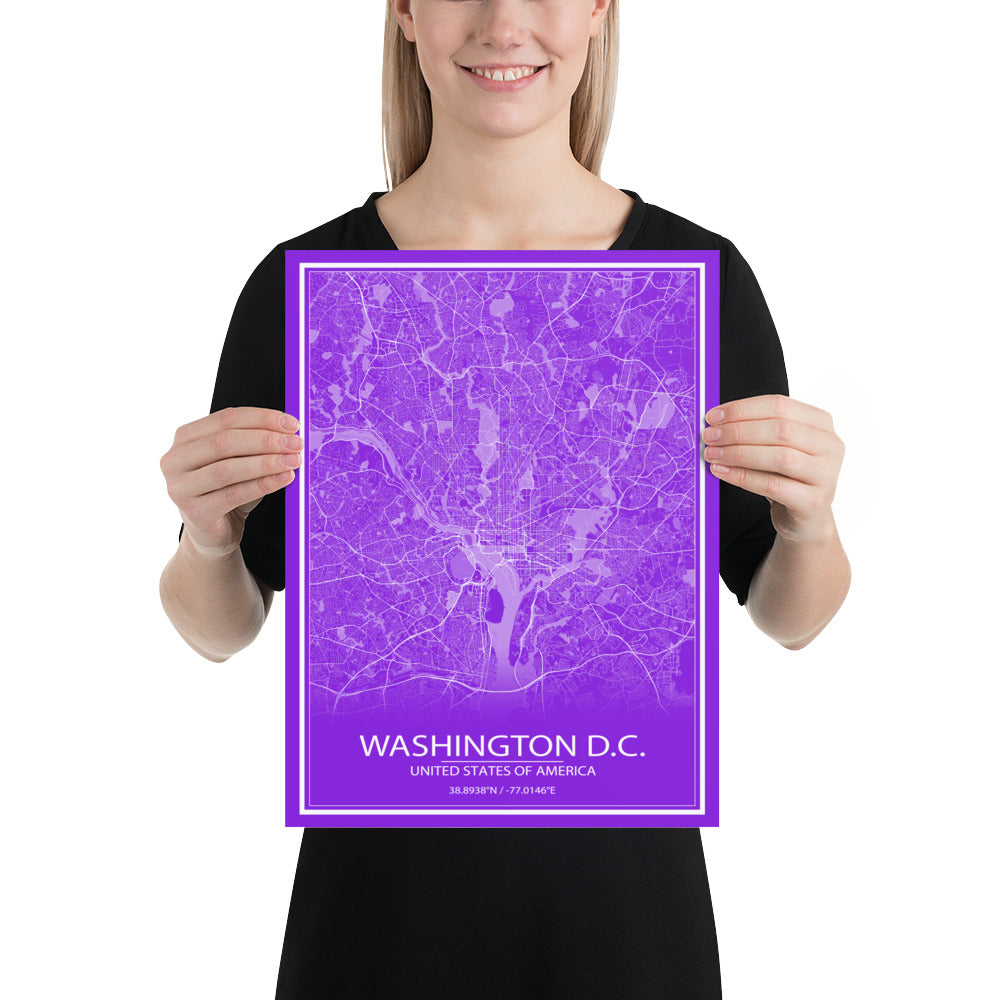 Washington, D.C. Purple and White Paper Map