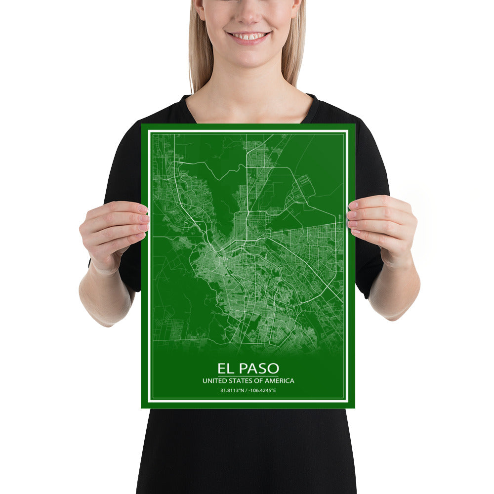 El Paso Green and White Paper Map