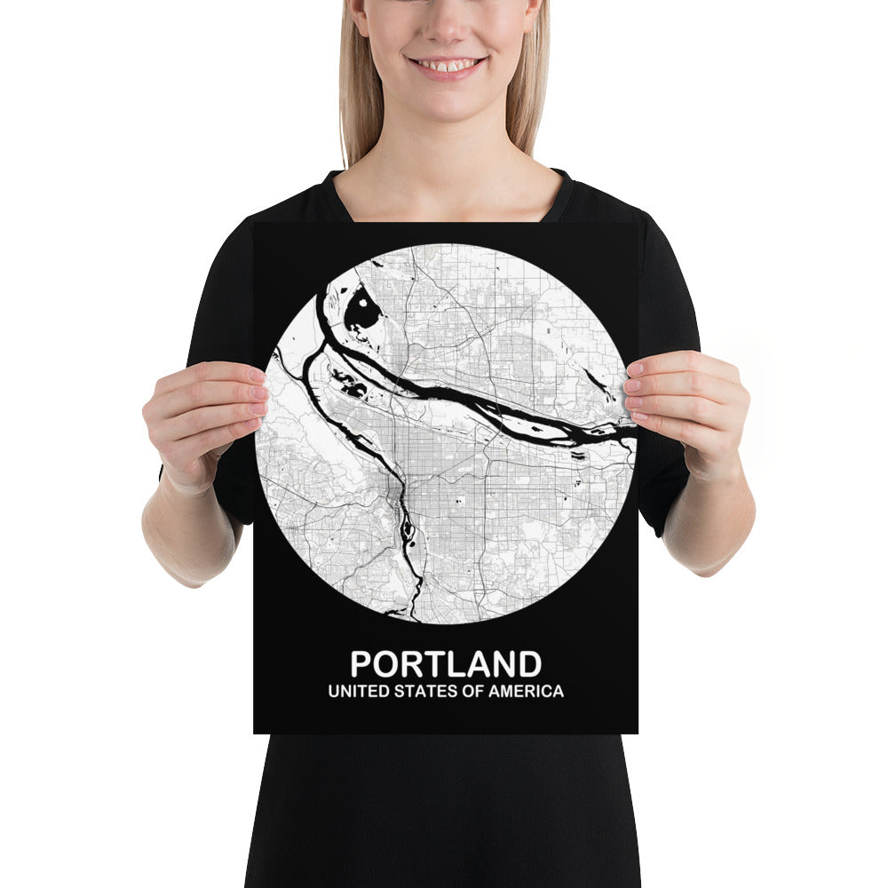 Portland Circular White Paper Map