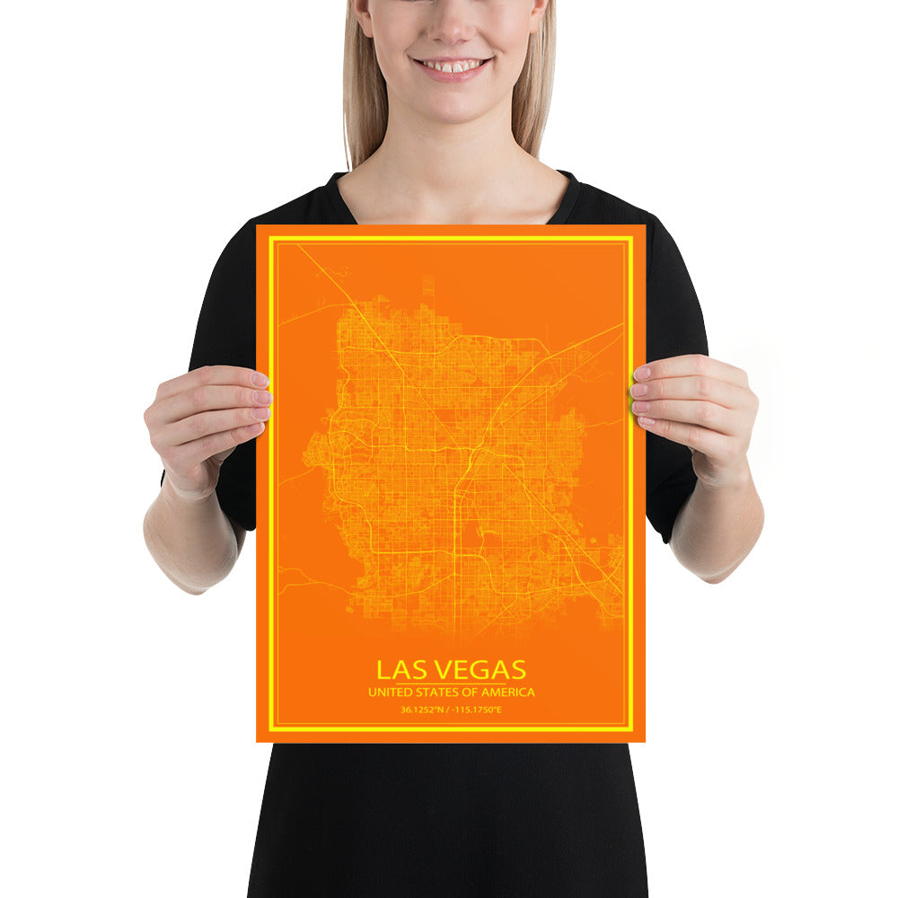 Las Vegas Orange and Yellow Paper Map