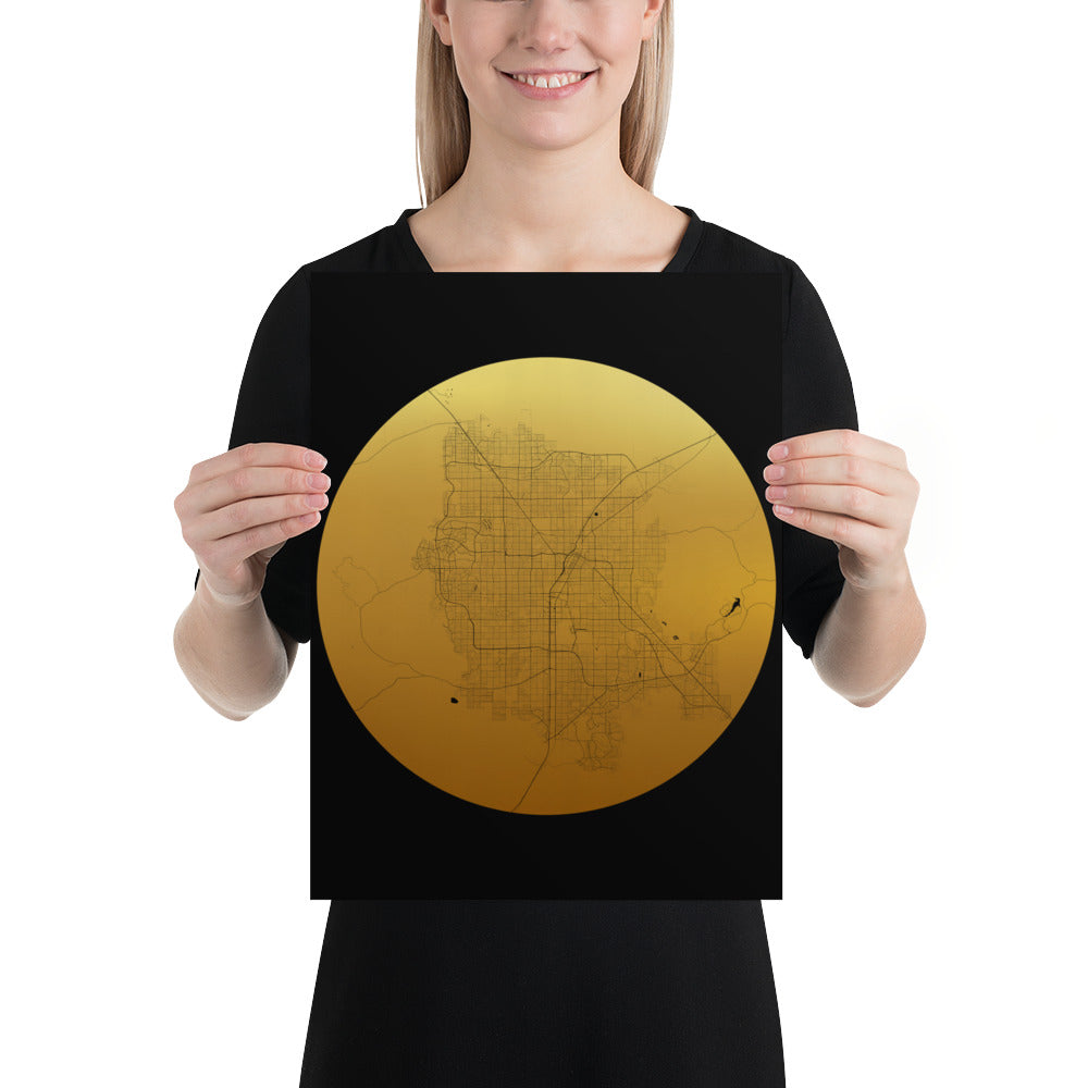 Las Vegas Gold on Black Paper Map