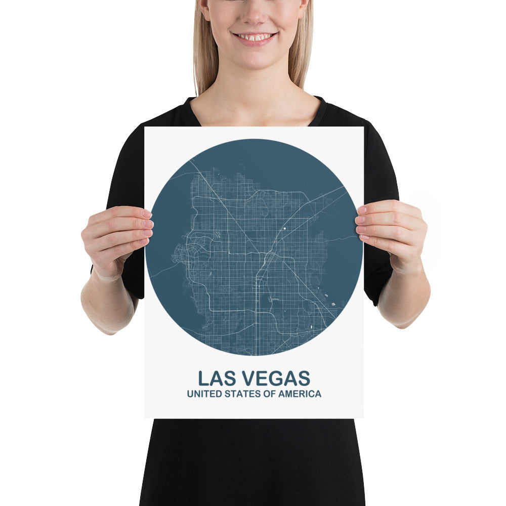 Las Vegas Circular Blue Paper Map