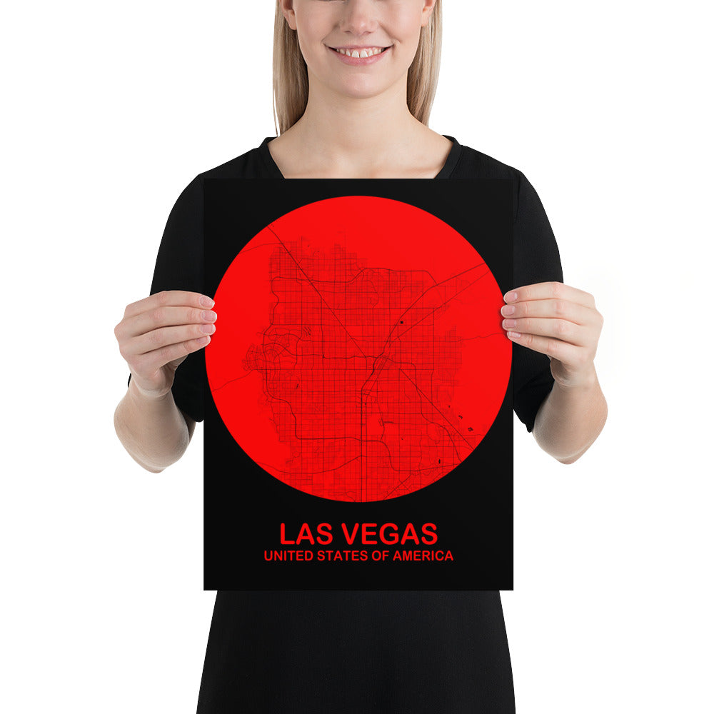 Las Vegas Circular Red Paper Map