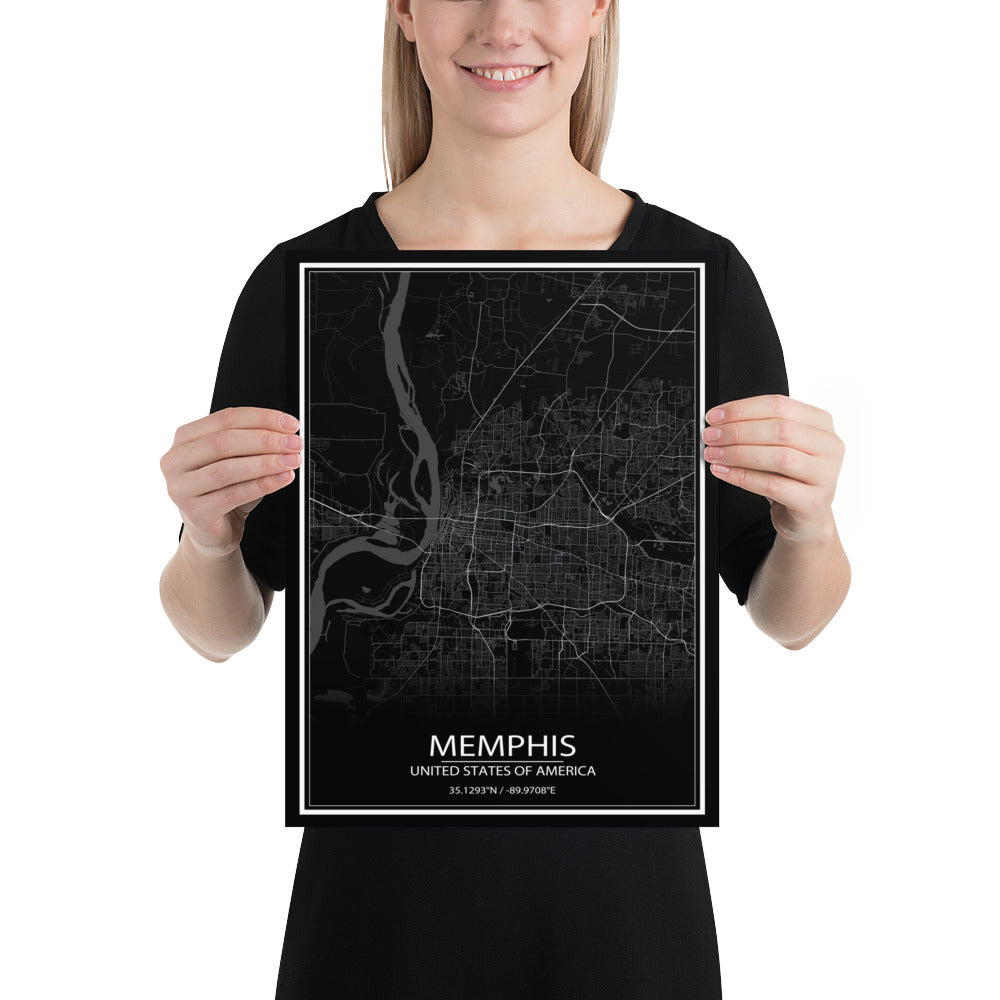 Memphis Black Paper Map