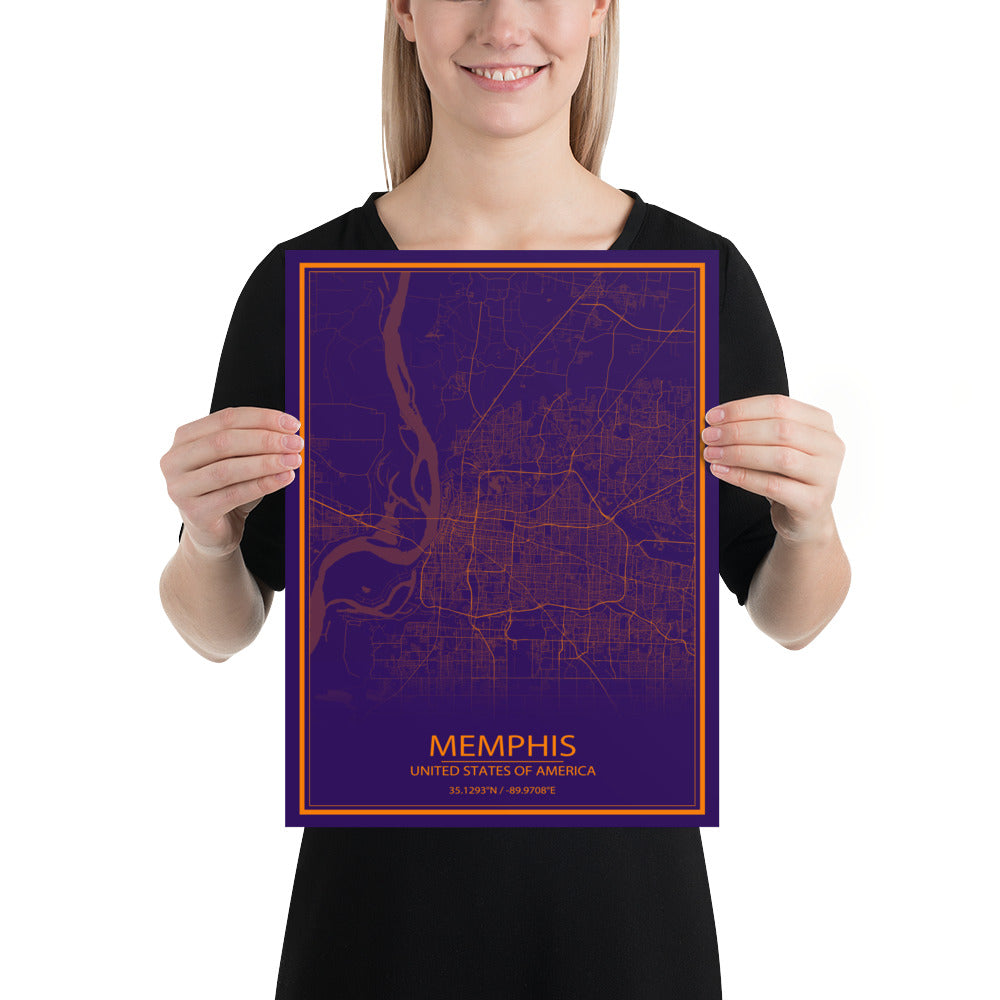 Memphis Purple and Orange Paper Map