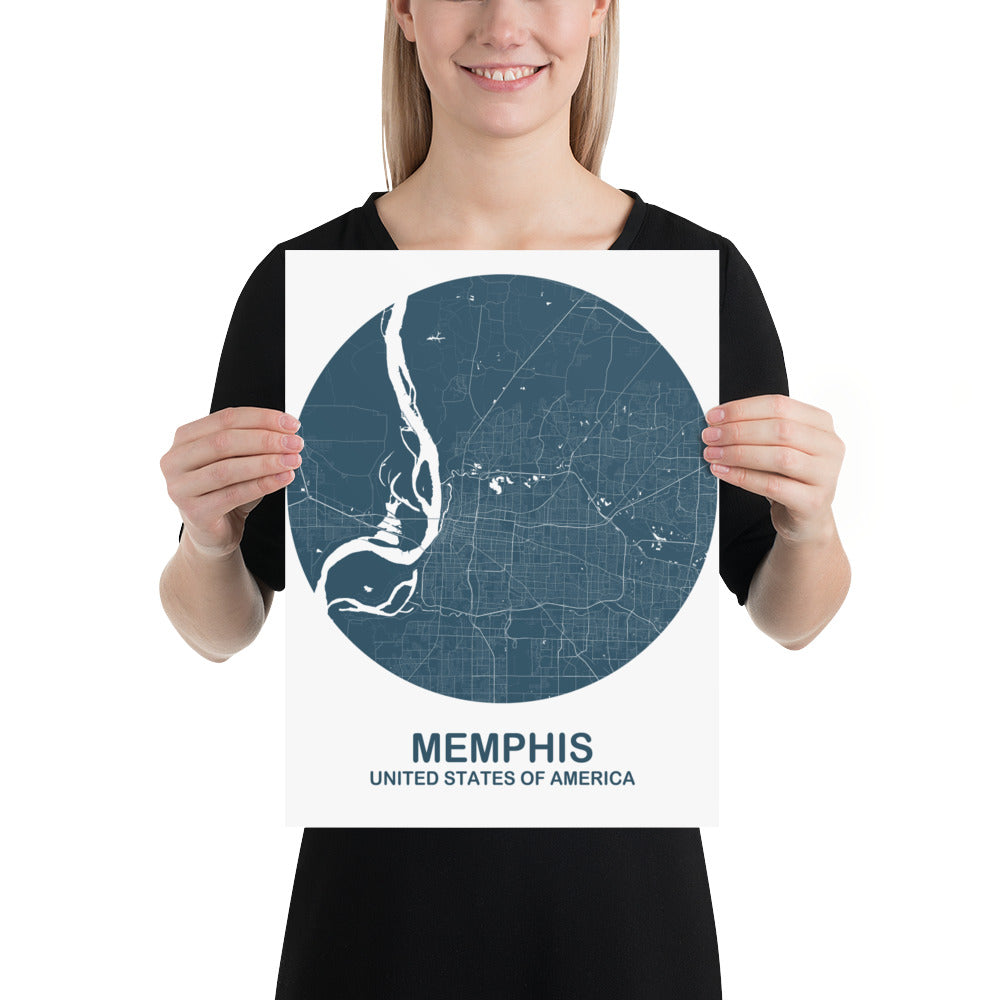 Memphis Circular Blue Paper Map