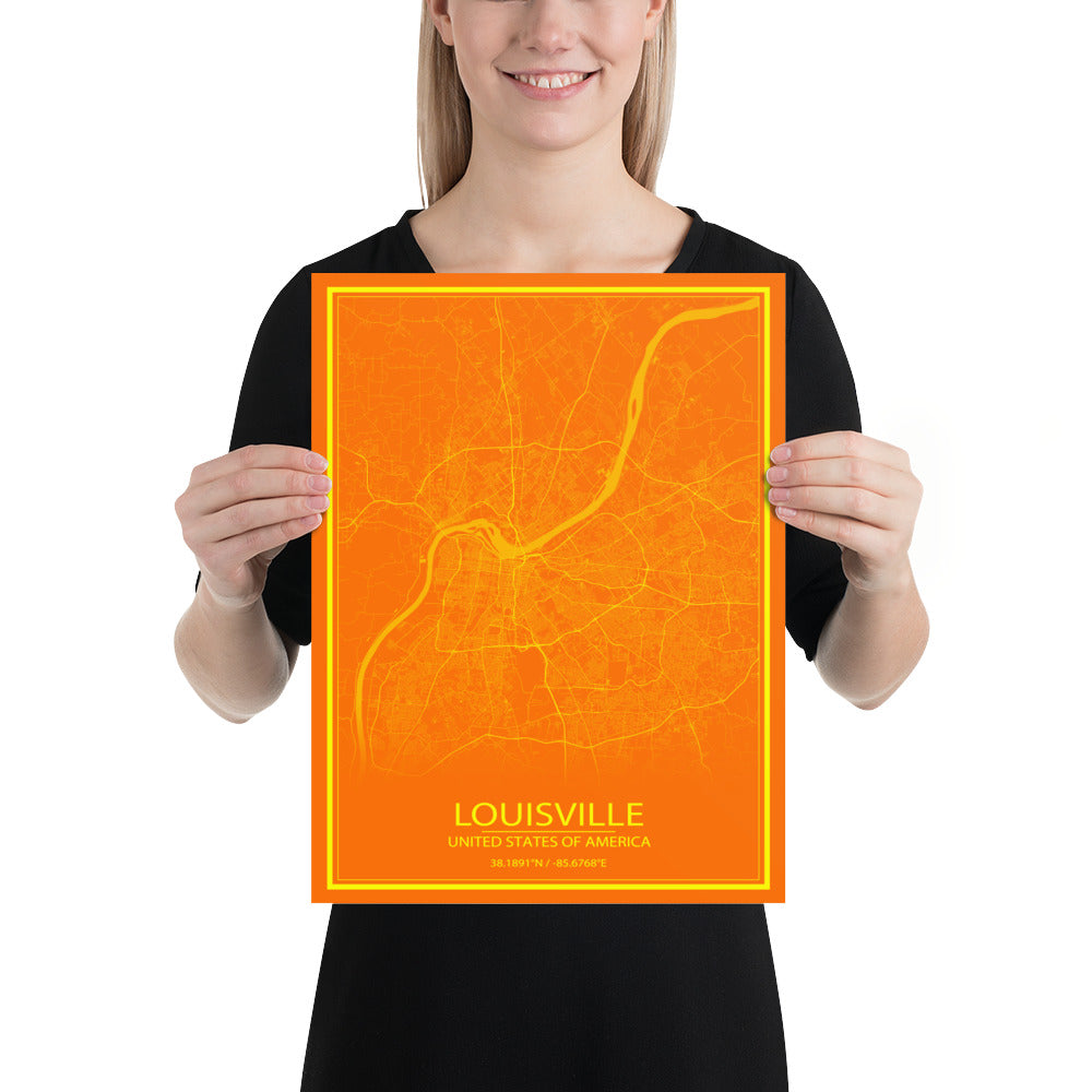 Louisville Orange and Yellow Paper Map