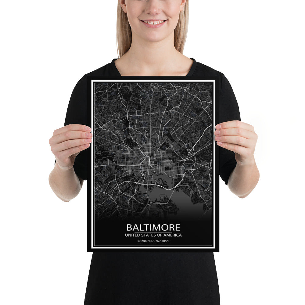 Baltimore Black Paper Map