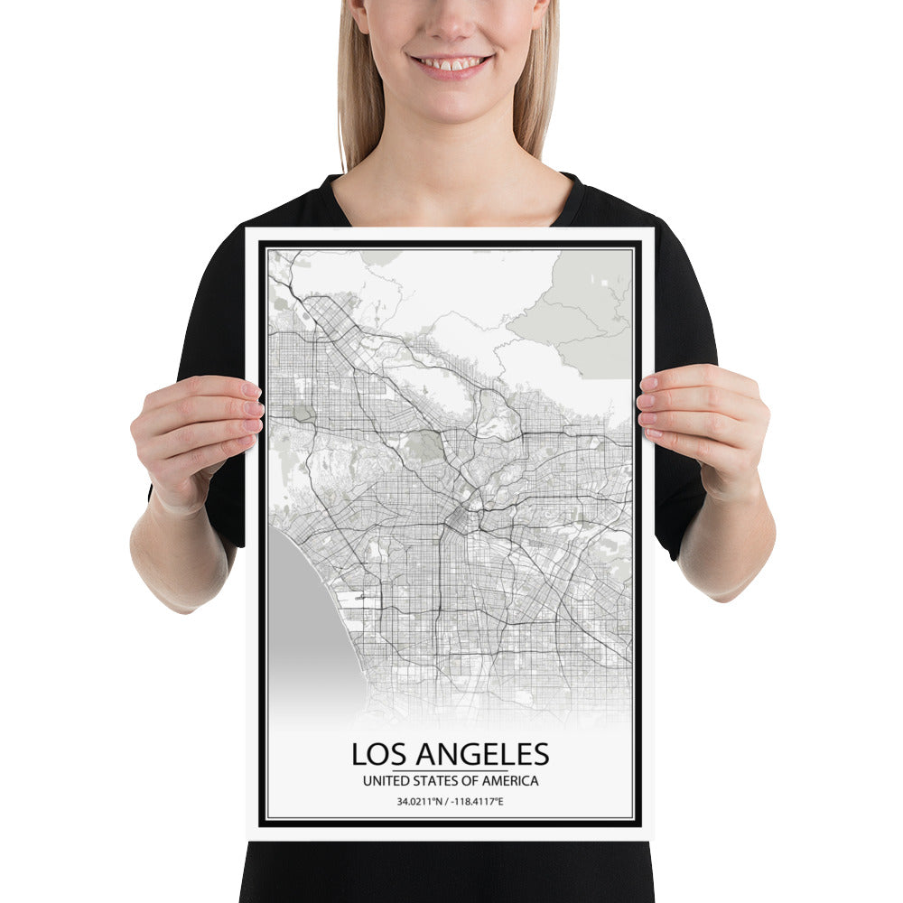 Los Angeles White Paper Map