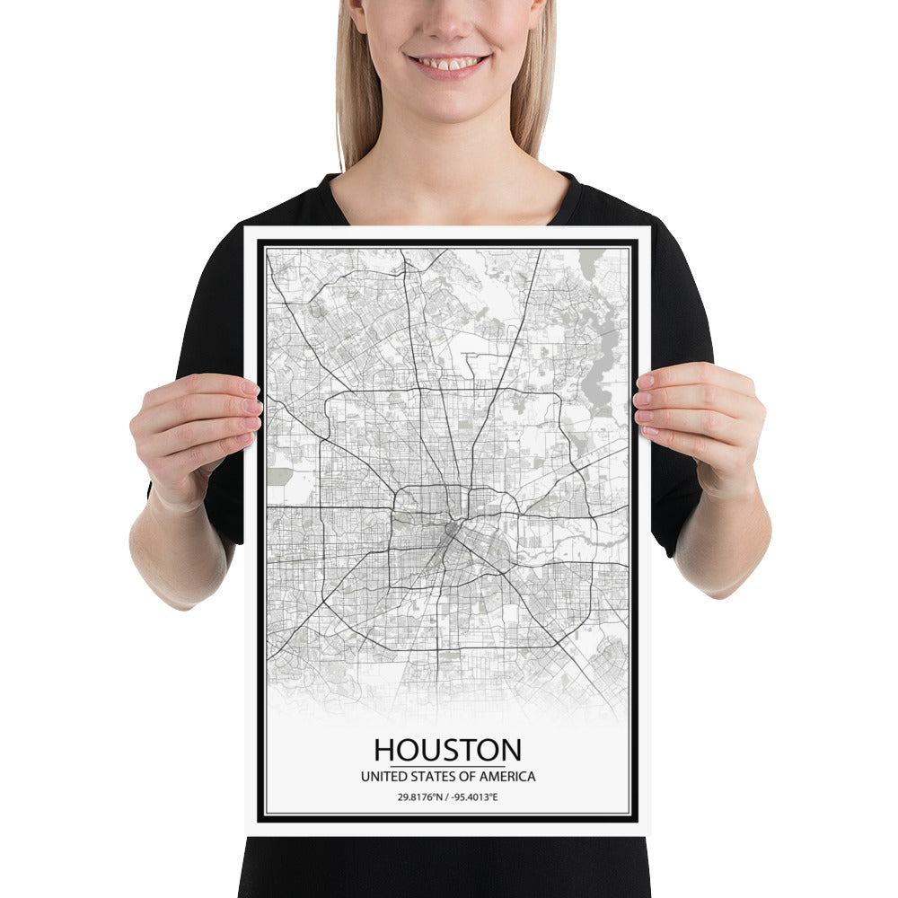 Houston White Paper Map