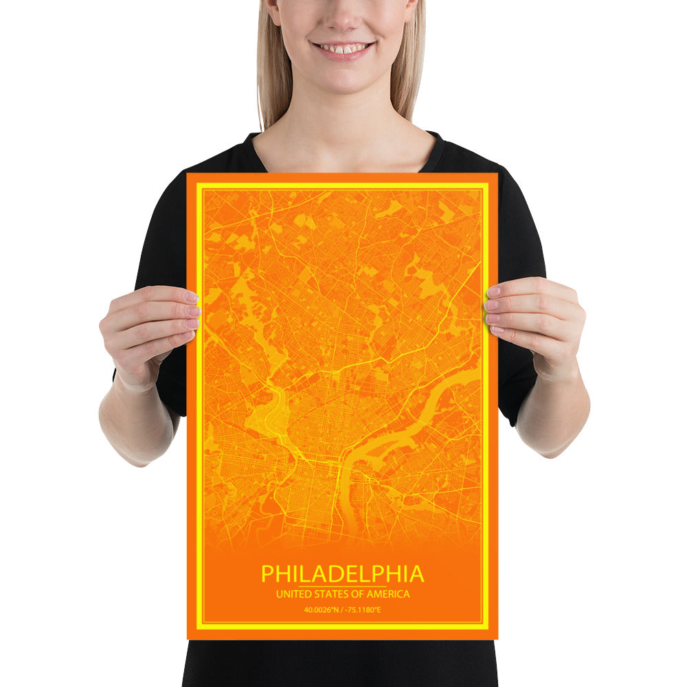 Philadelphia Orange and Yellow Paper Map