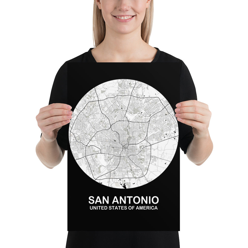 San Antonio Circular White Paper Map