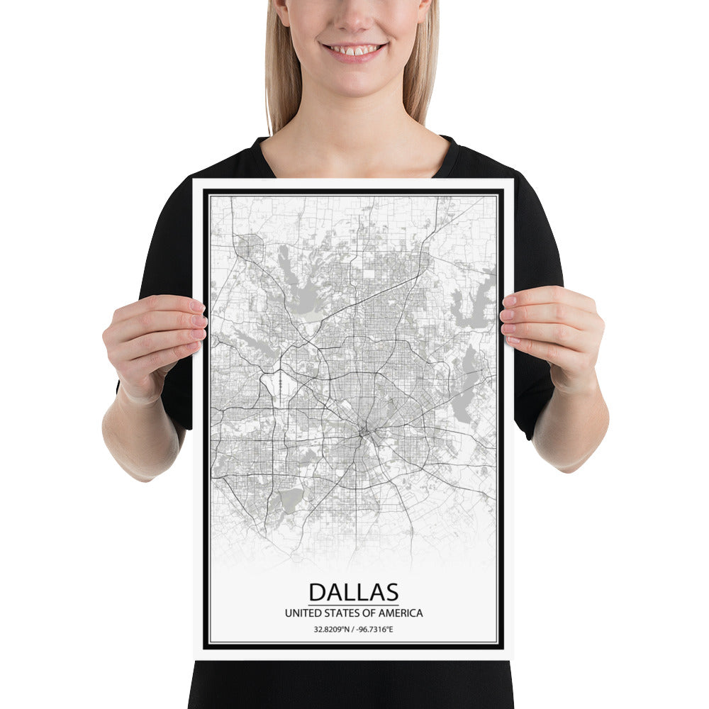 Dallas White Paper Map