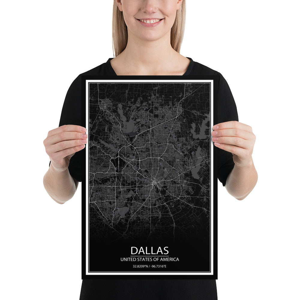 Dallas Black Paper Map