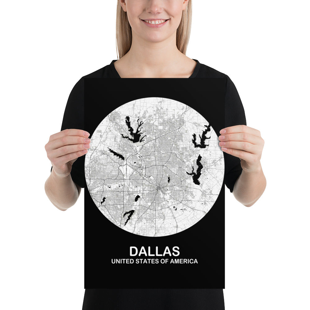 Dallas Circular White Paper Map