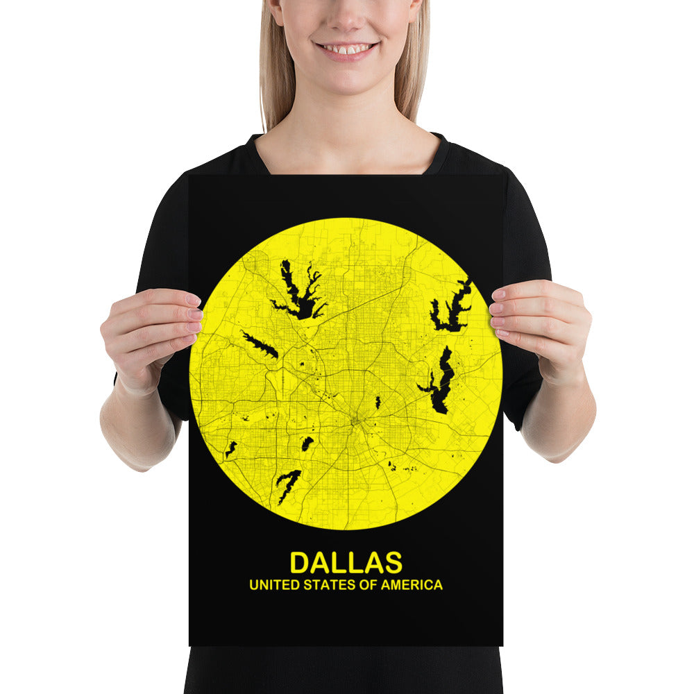 Dallas Circular Yellow Paper Map