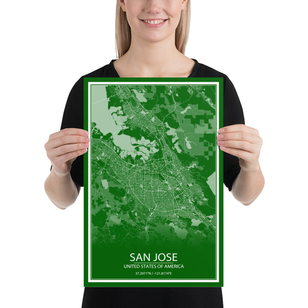 San Jose Green and White Paper Map