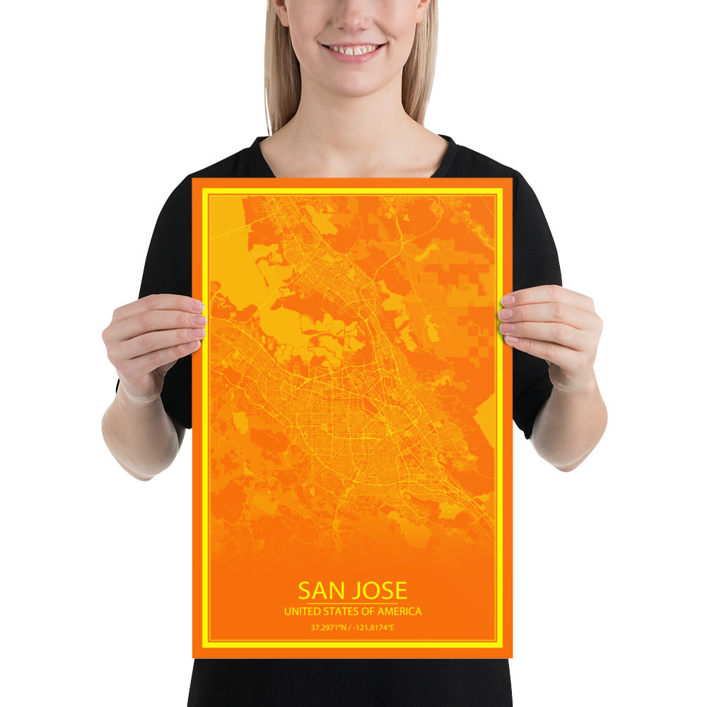 San Jose Orange and Yellow Paper Map