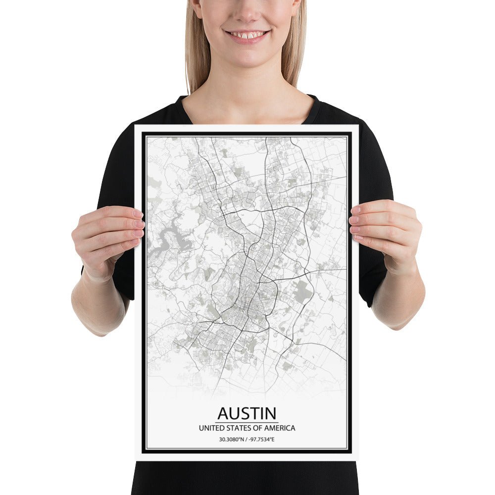 Austin White Paper Map