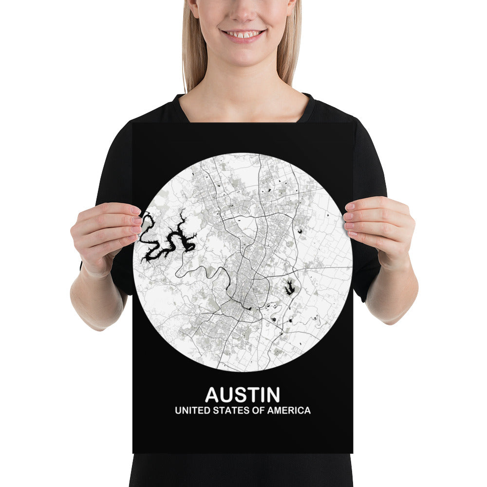 Austin Circular White Paper Map