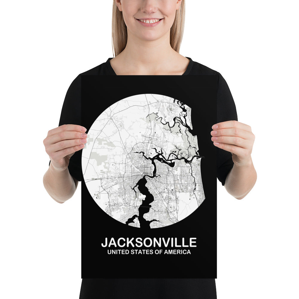 Jacksonville Circular White Paper Map