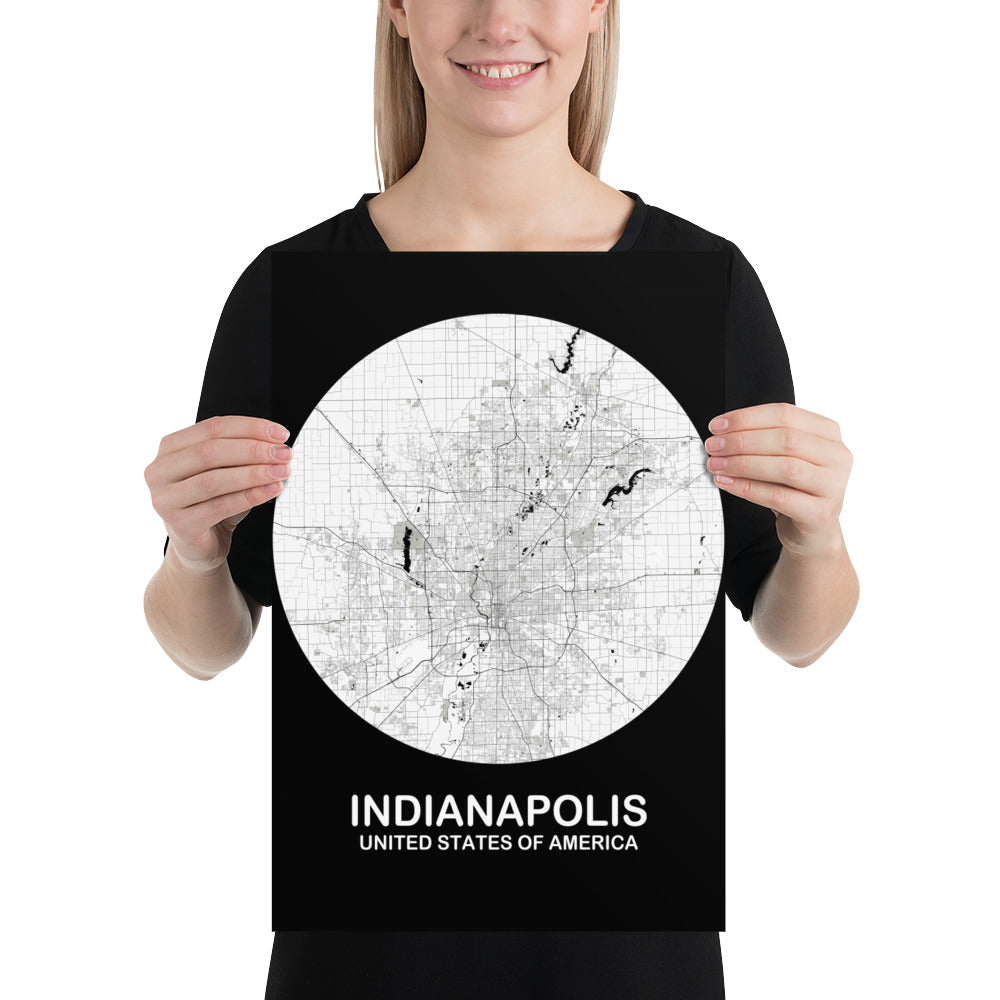 Indianapolis Circular White Paper Map